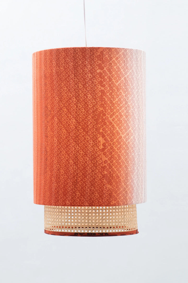 Kimono Cotton Kantha Hanging Lamp -Orange