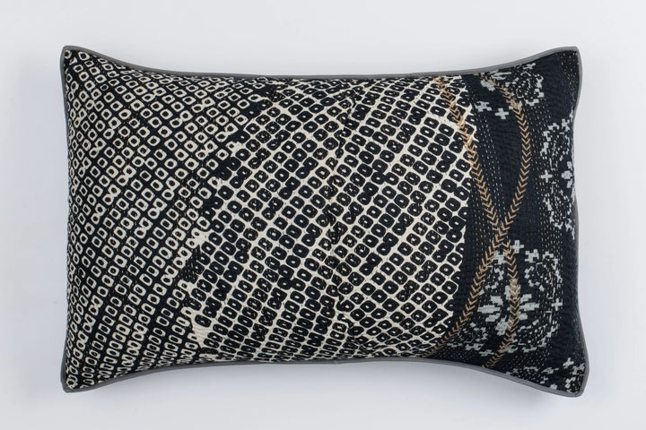 Kimono Print  Black Pillow