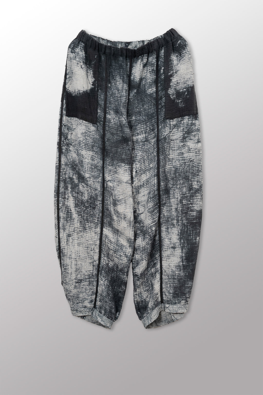 MUD DYE RIPPLE KANTHA BARREL PANTS - yp2641-gry -