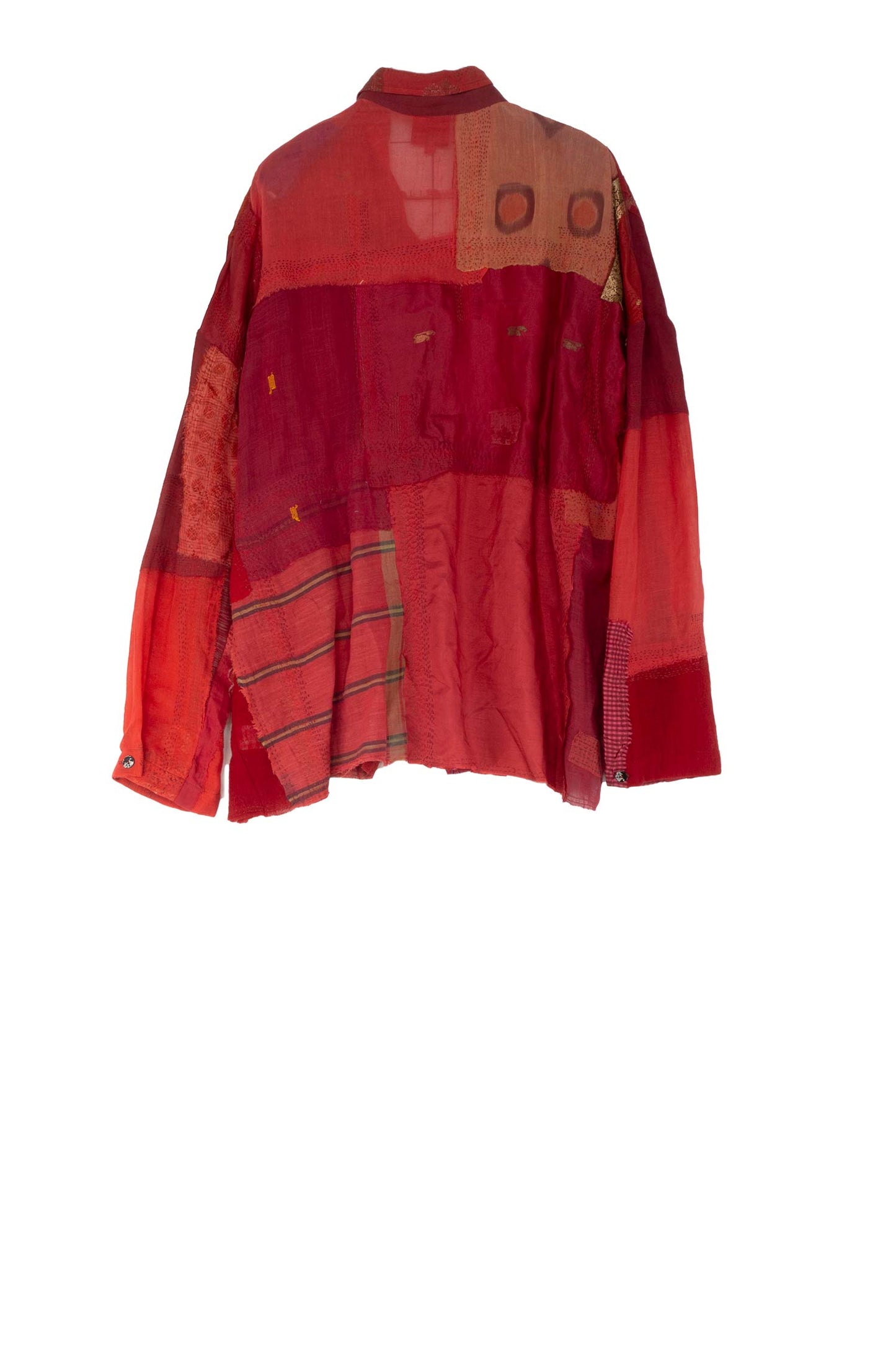 MOSAIC TILE PATCH KANTHA CAMP SHIRT - mt1525-red -