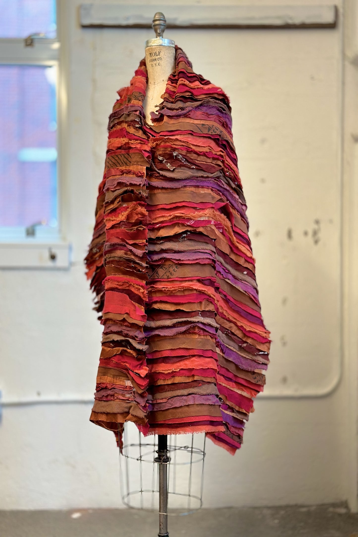 WAVY STRIPE KANTHA SMALL SHAWL - wv2830-org -