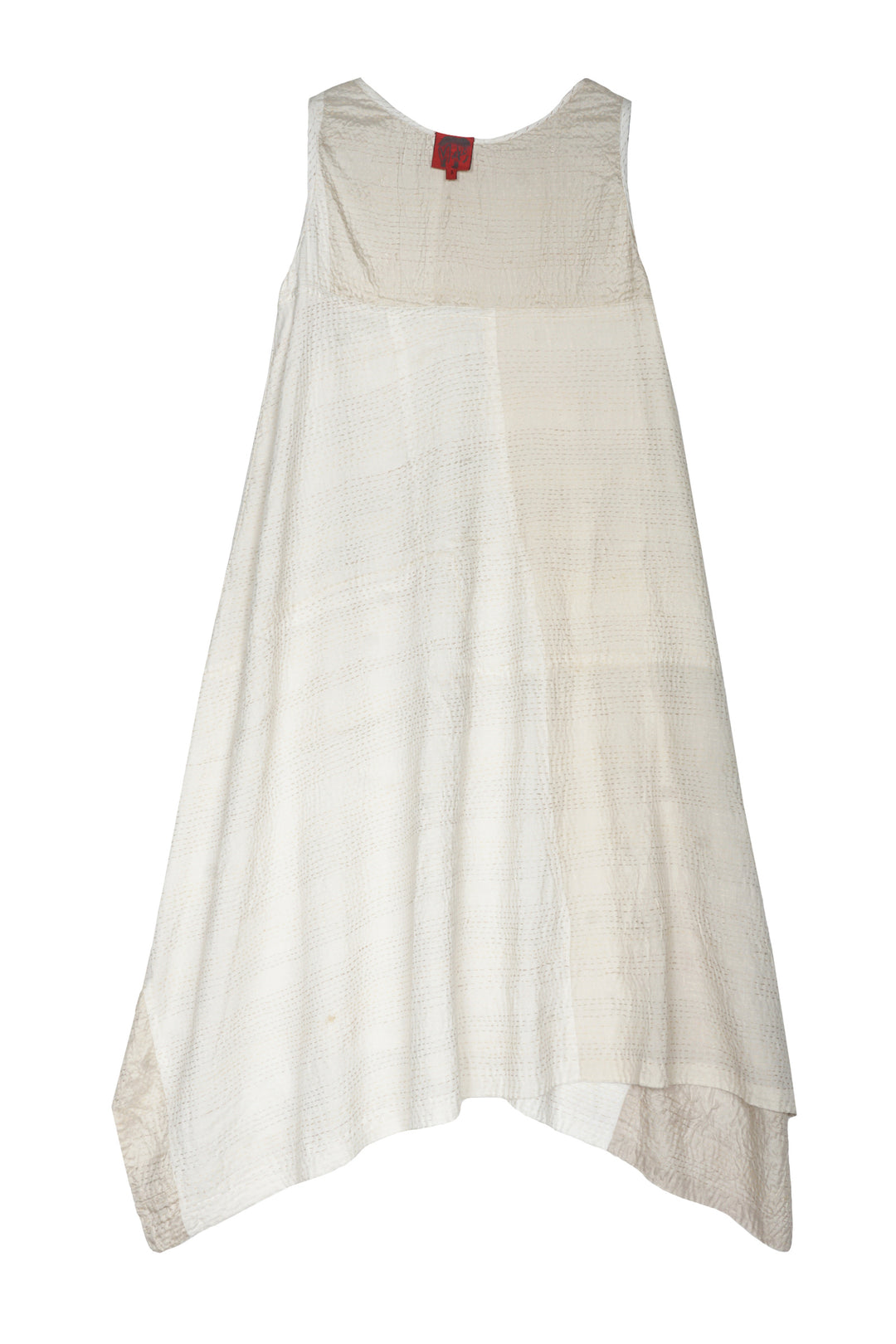Jaipur White Kantha Pointy Hem Dress