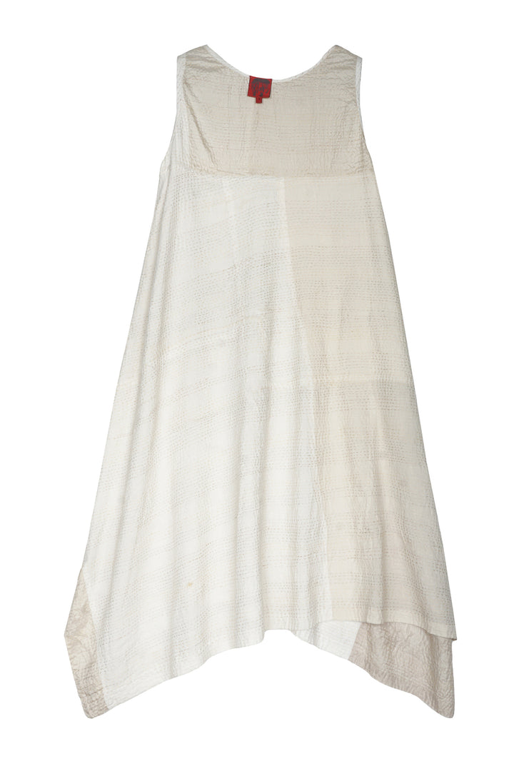 Jaipur White Kantha Pointy Hem Dress