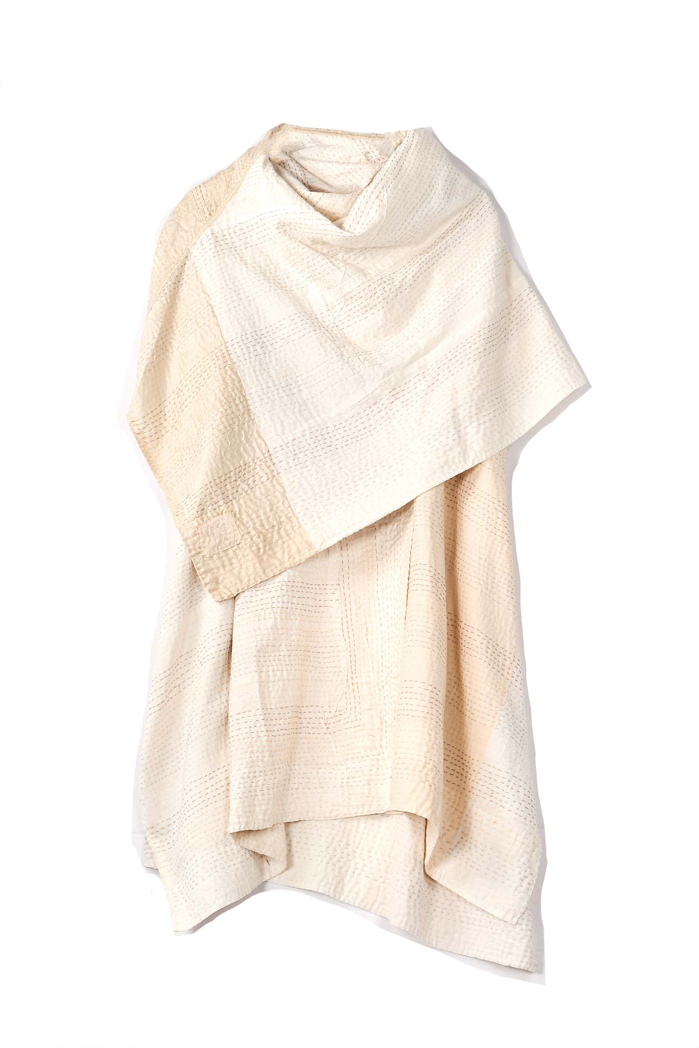 JAIPUR WHITE KANTHA COWL NECK FLARE TOP - jw2529-ivy -