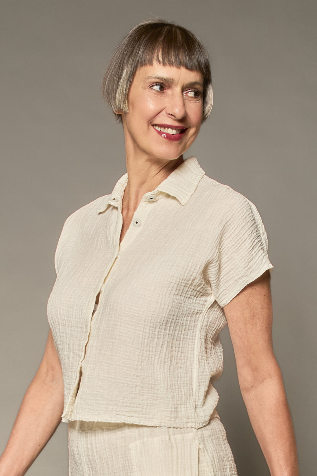 RIPPLE KANTHA ESSENTIAL SHIRT BLOUSE - rp2t111-wht -