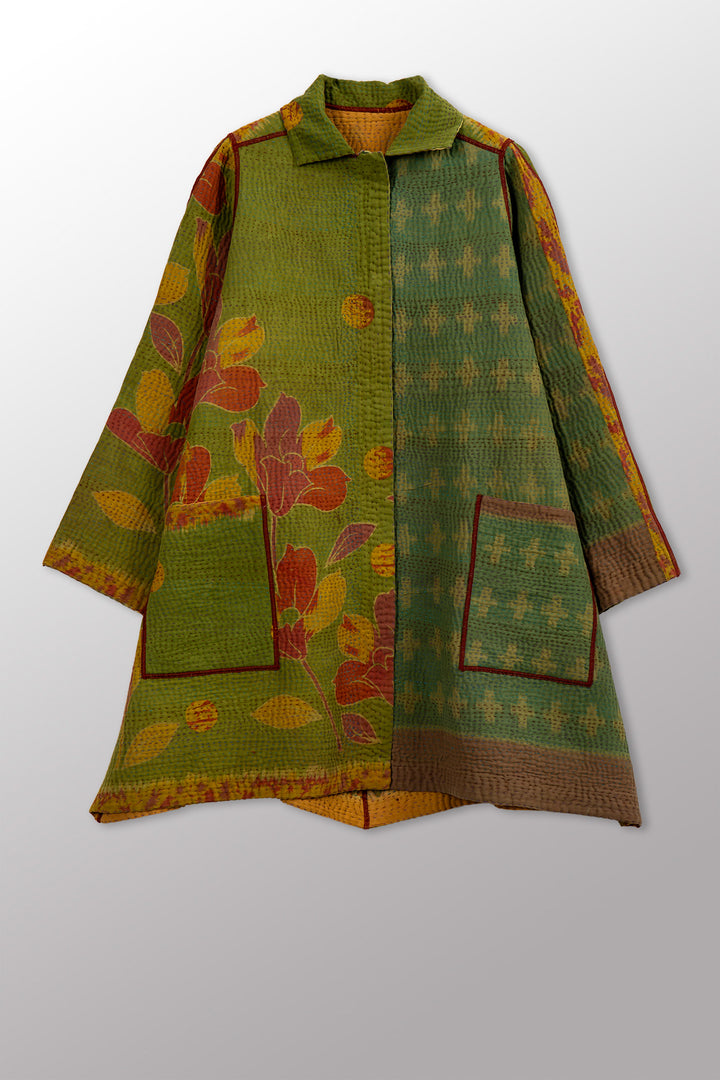 COTTON OVERDYE KANTHA A-LINE DUSTER - ov4311-cylw001a -