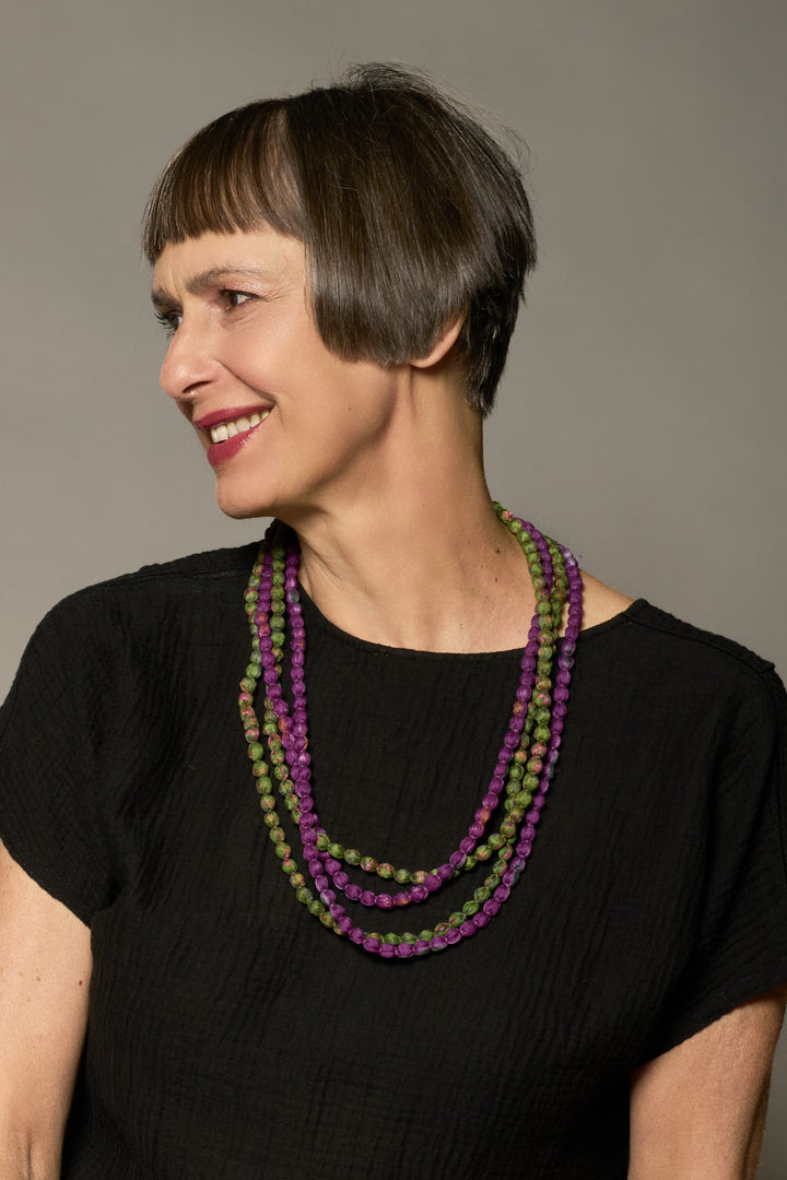 VINTAGE SILK KANTHA 2 STRAND NECKLACE - sv2733-grn -