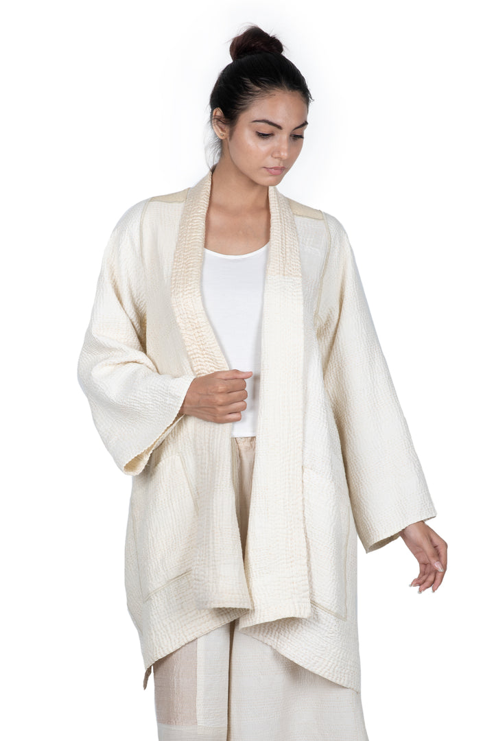 JAIPUR WHITE KANTHA A-LINE JKT - jw4003-ivy -