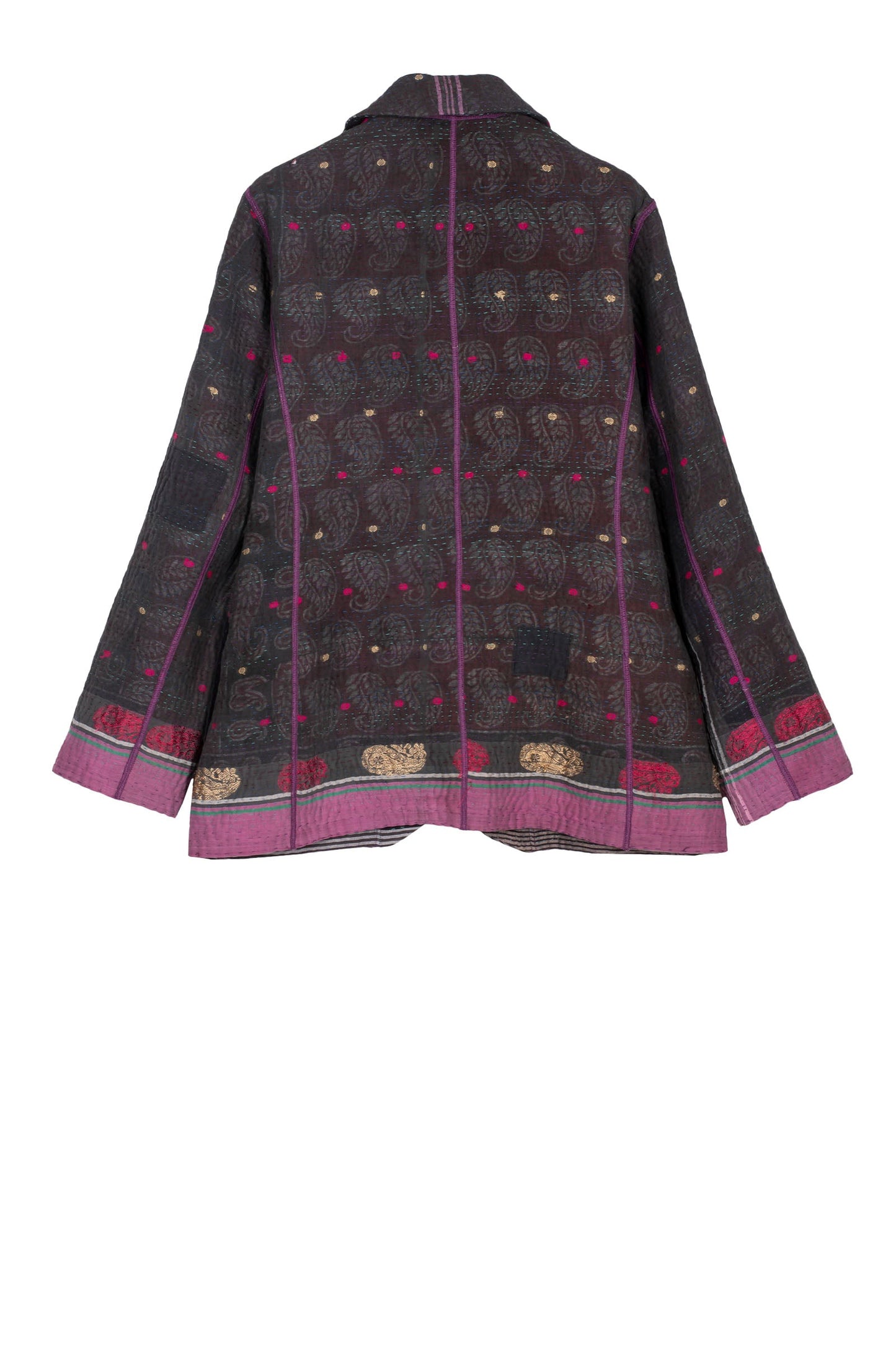 WOVEN VINTAGE COTTON KANTHA BASIC JACKET - fw4052-5002m -