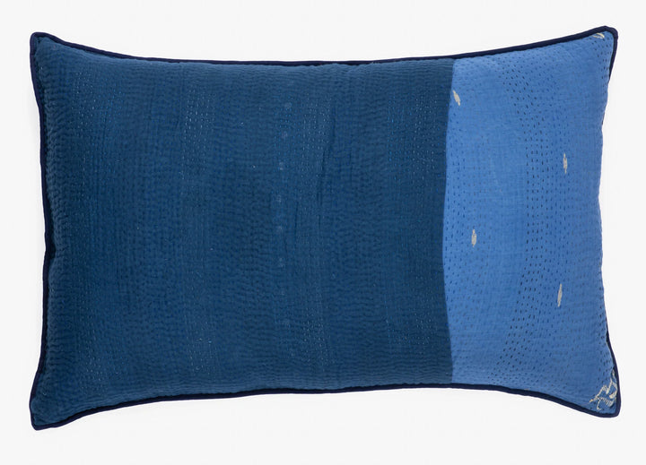 Landscape Handmade Vintage Kantha Pillow -Navy