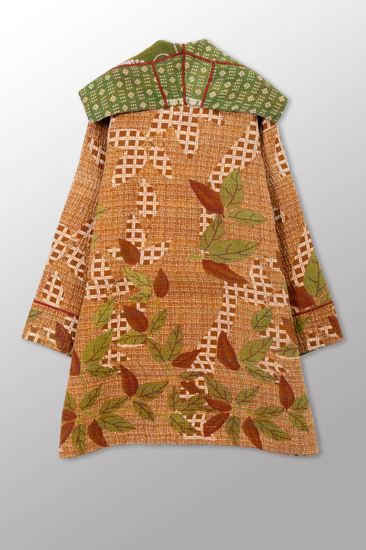 VINTAGE COTTON KANTHA POCKET MEDIUM COAT - cv4316-0055m -