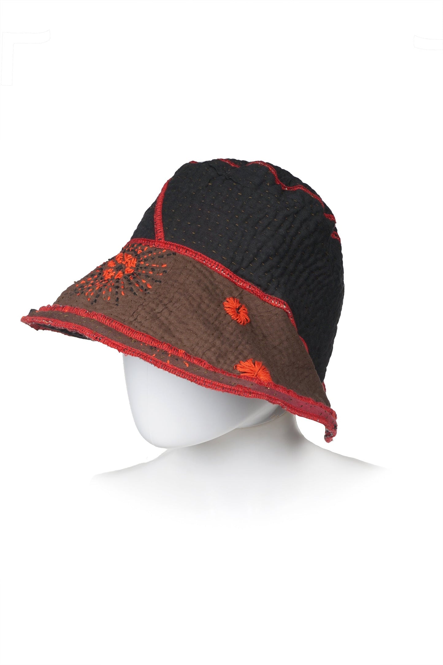 OMBRE SUN RALLI FIREWORKS KANTHA CIRCULAR CUT BRIM HAT - of4882-red -