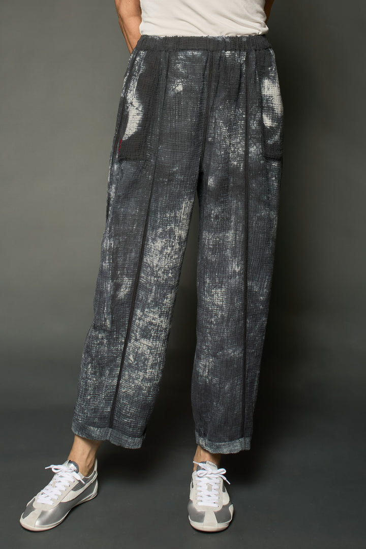 MUD DYE RIPPLE KANTHA BARREL PANTS - yp2641-gry -