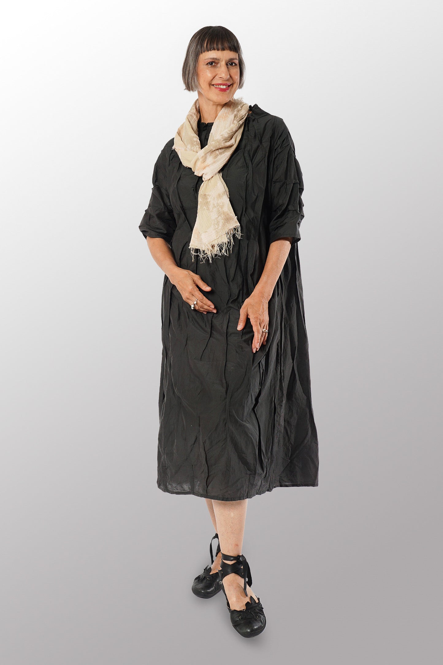 CUT THROUGH DOT AND HOLES KANTHA SCARF SMALL - cd2800-pik -