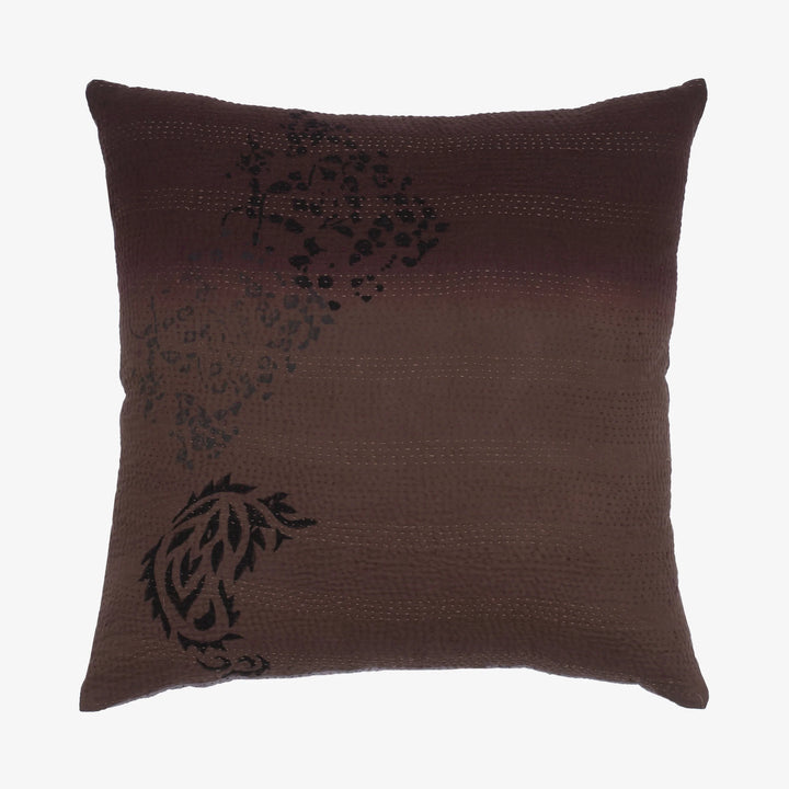 Cotton Ombre Handmade Vintage Kantha Pillow - Chocolate