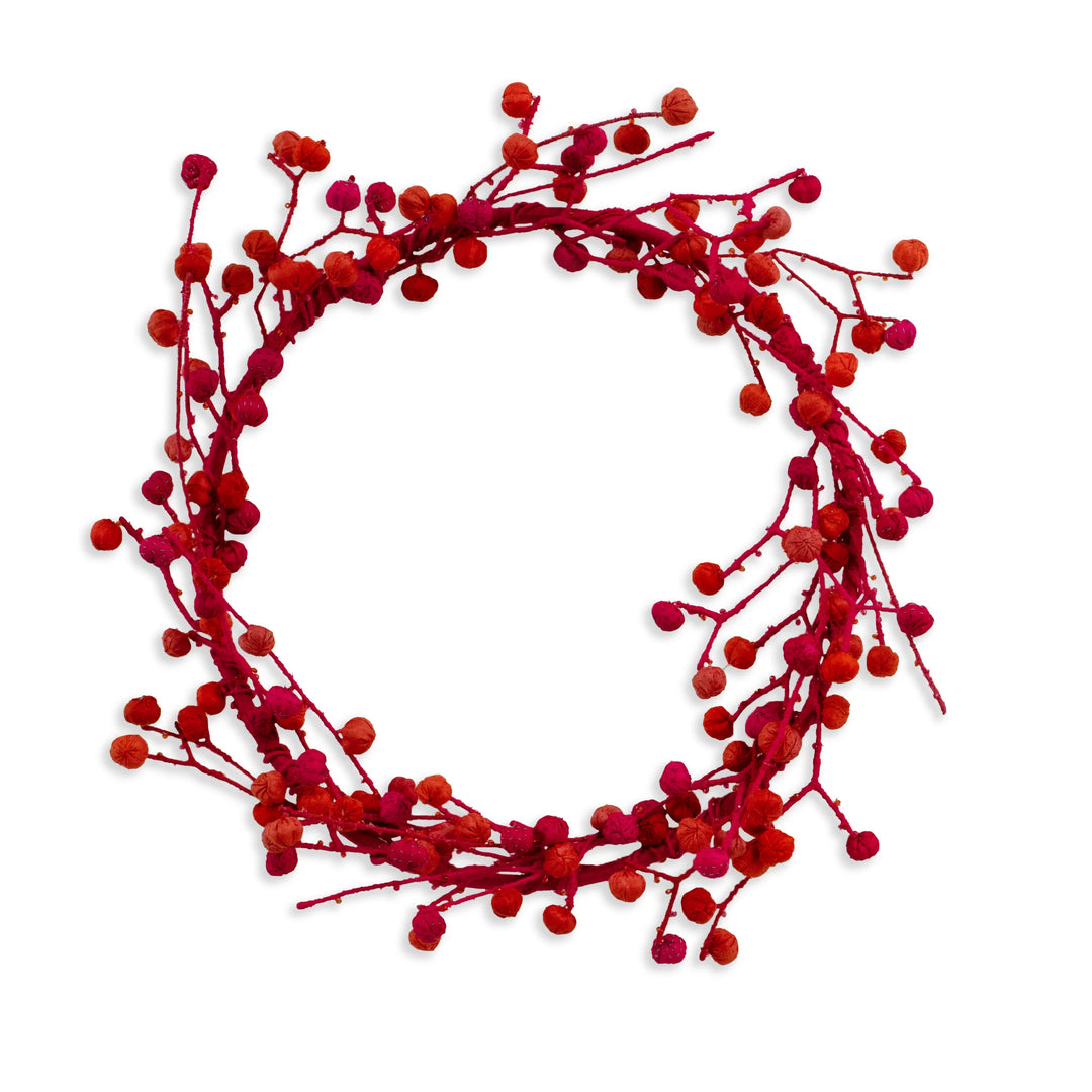Red Kantha Wreath (metallic kantha)