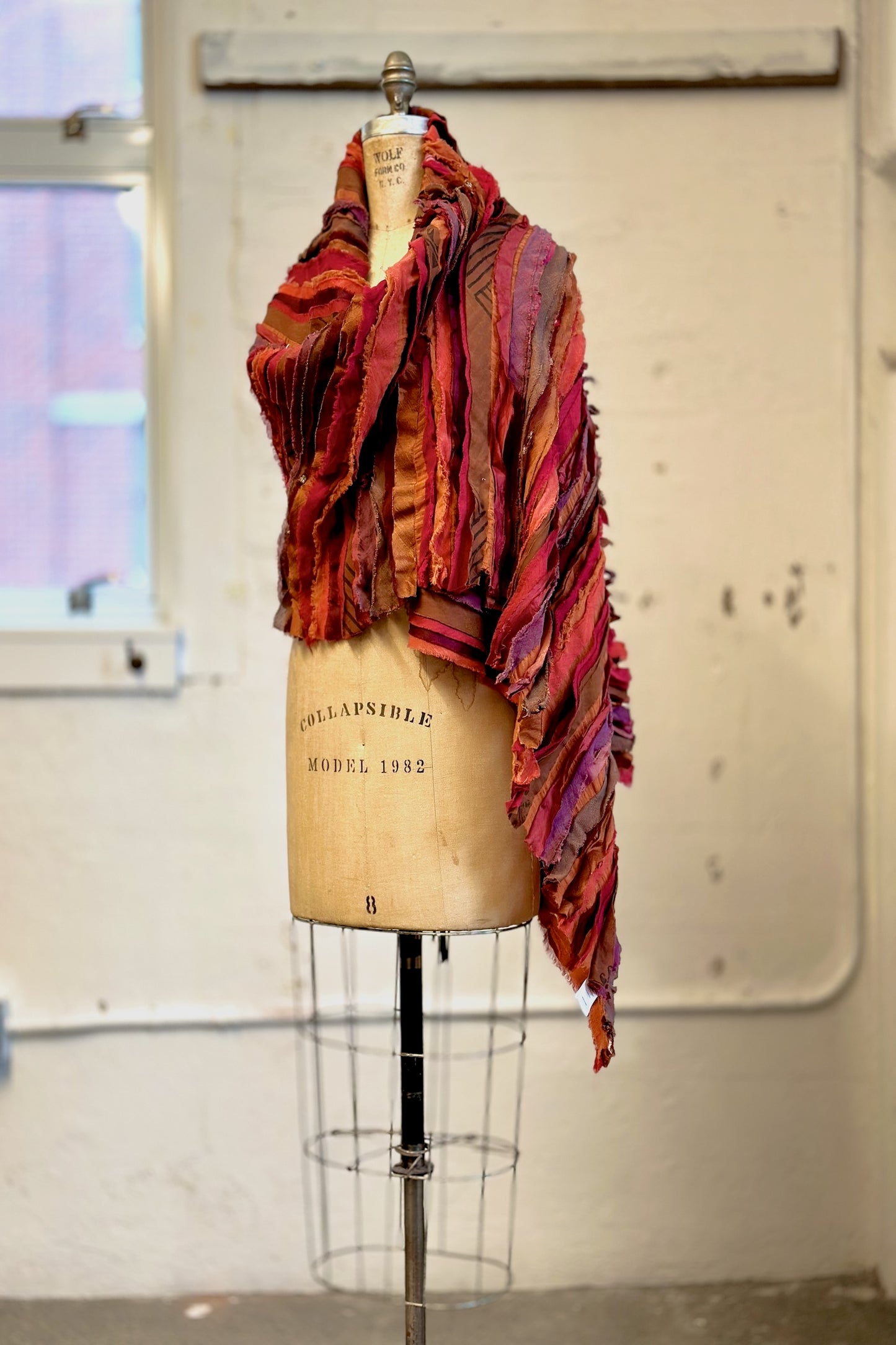 WAVY STRIPE KANTHA SMALL SHAWL - wv2830-org -