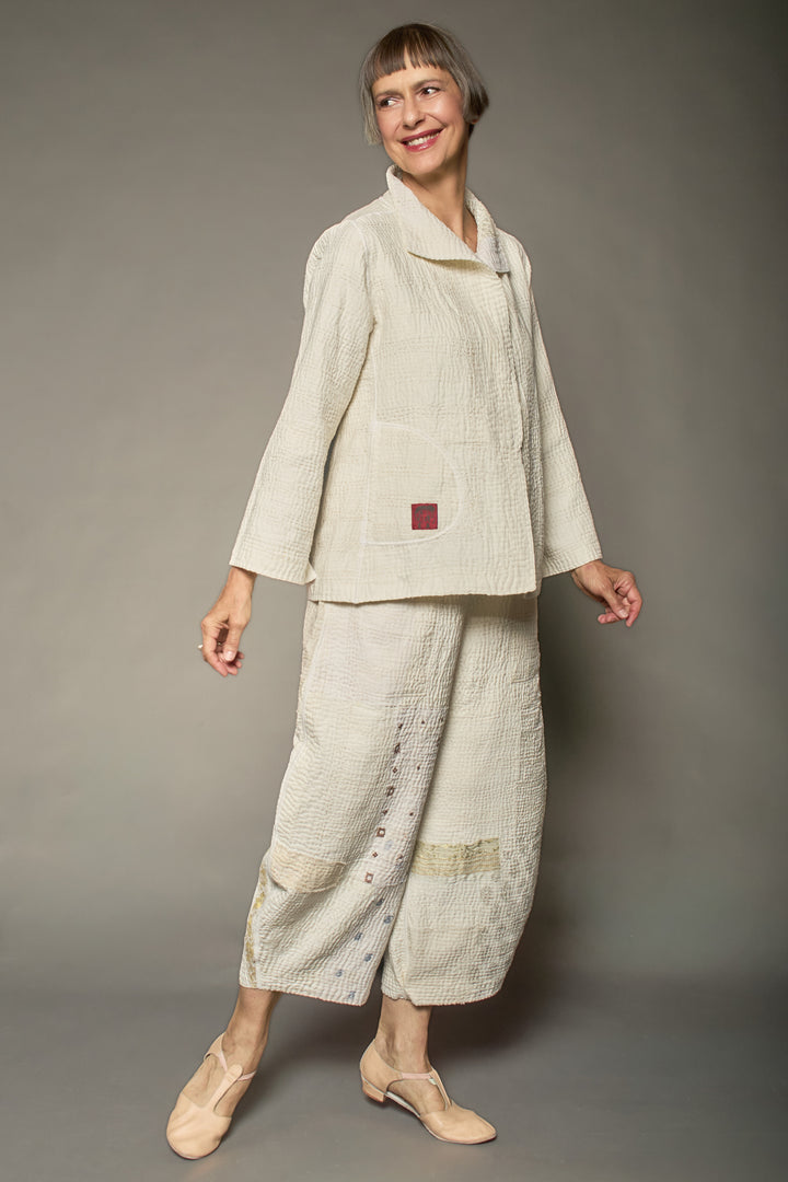 FRAYED PATCH KANTHA SHORT JACKET - fi4007-ivy -