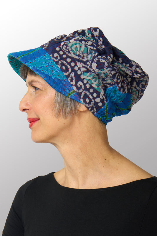 VINTAGE COTTON BBK KANTHA HALF BRIM HAT - bb4881-0002a -
