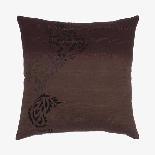 Cotton Ombre Handmade Vintage Kantha Pillow - Chocolate