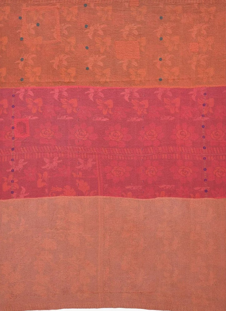 Mosaic Fray Handmade Vintage Kantha Throw -Carrots