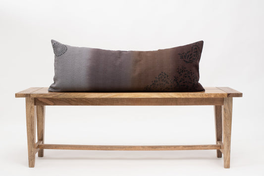 COTTON OMBRE HANDMADE KANTHA LUMBER PILLOW - CHOCOLATE