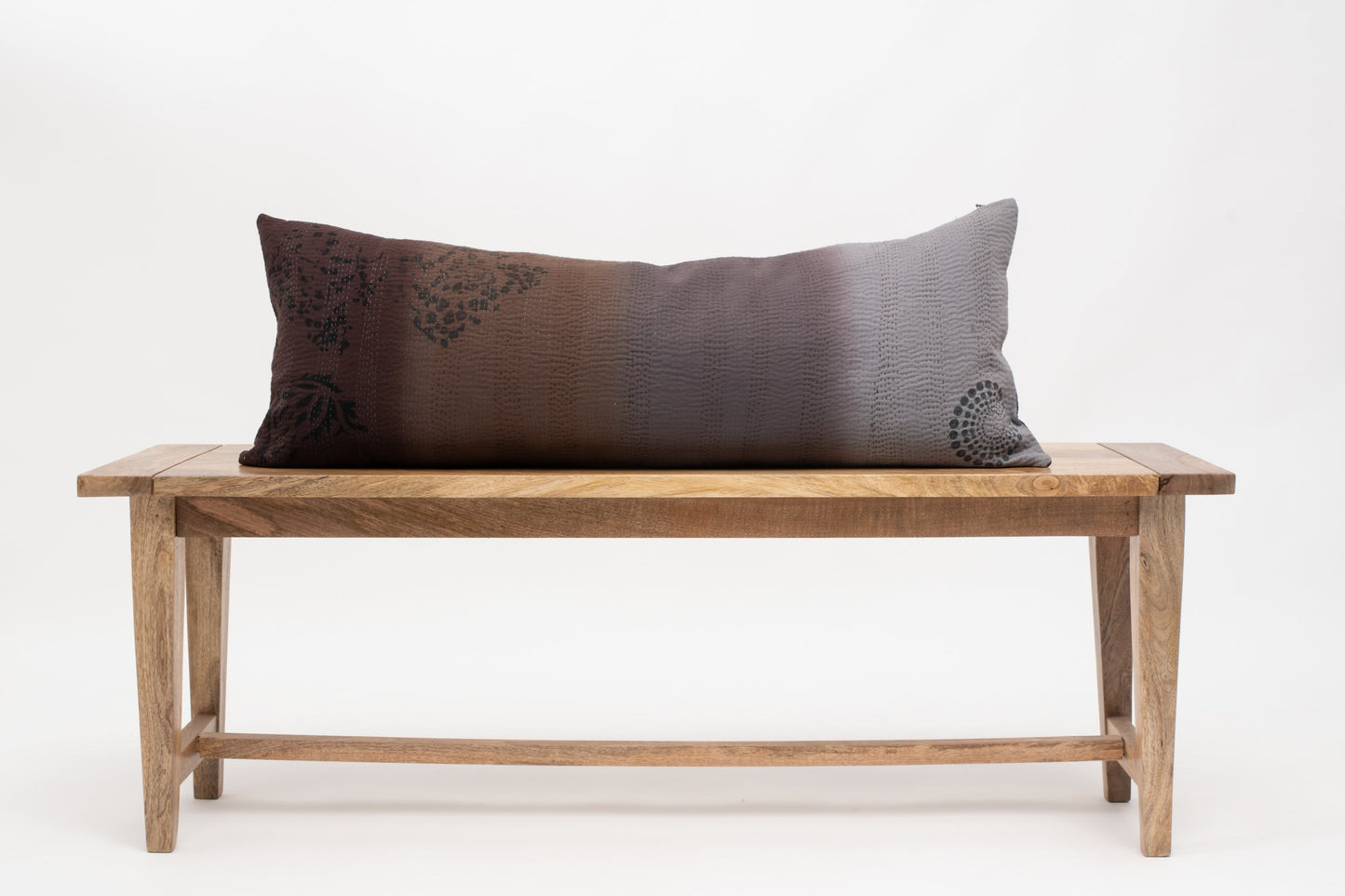 COTTON OMBRE HANDMADE KANTHA LUMBER PILLOW - CHOCOLATE