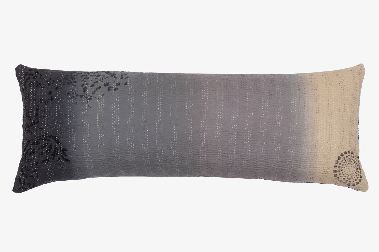 COTTON OMBRE HANDMADE KANTHA LUMBER PILLOW - YELLOW STONE