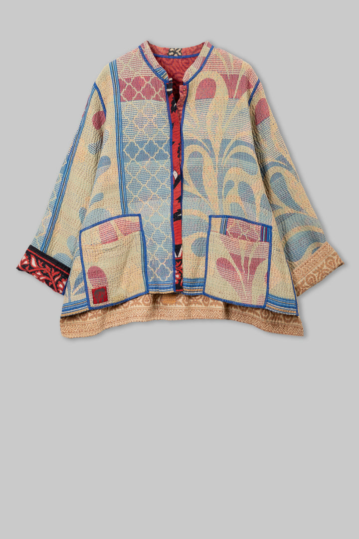 Vintage Cotton Kantha Kaftan JKT Short