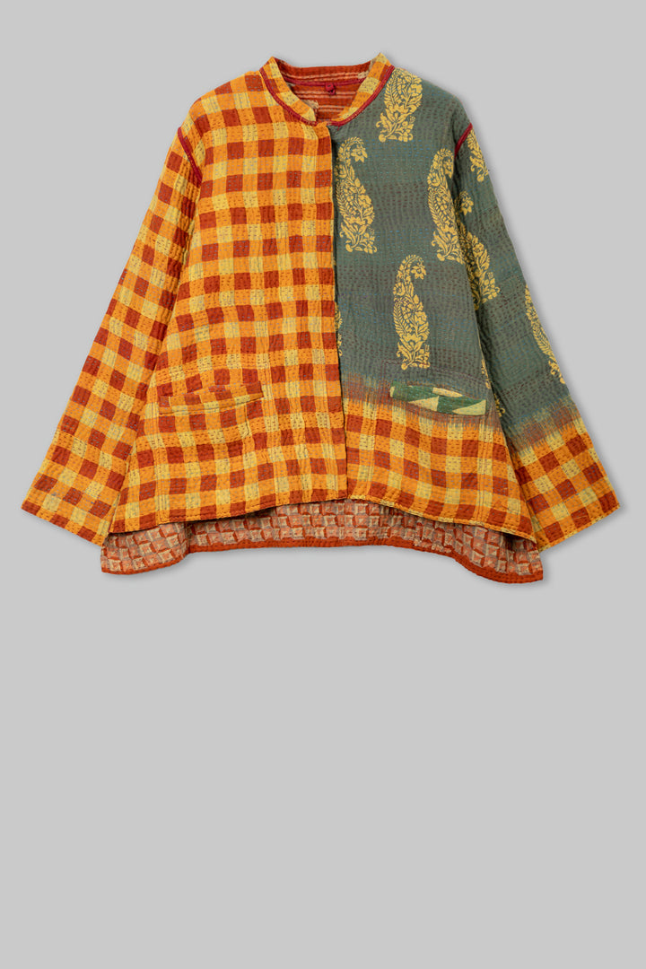 Vintage Cotton Kantha Kaftan JKT Short