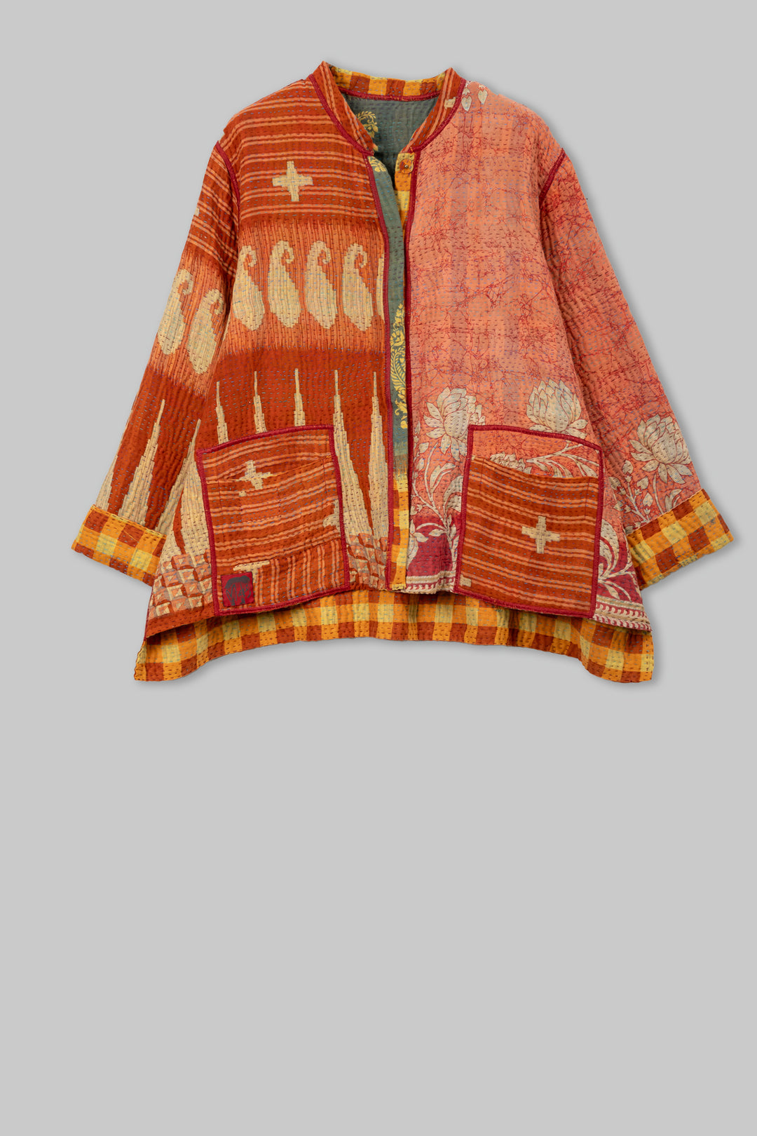 Vintage Cotton Kantha Kaftan JKT Short