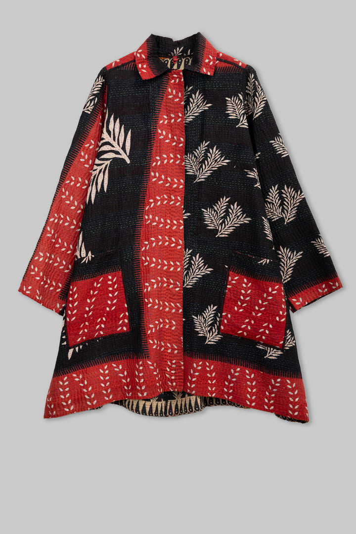 Vintage Cotton Kantha A-Line Duster