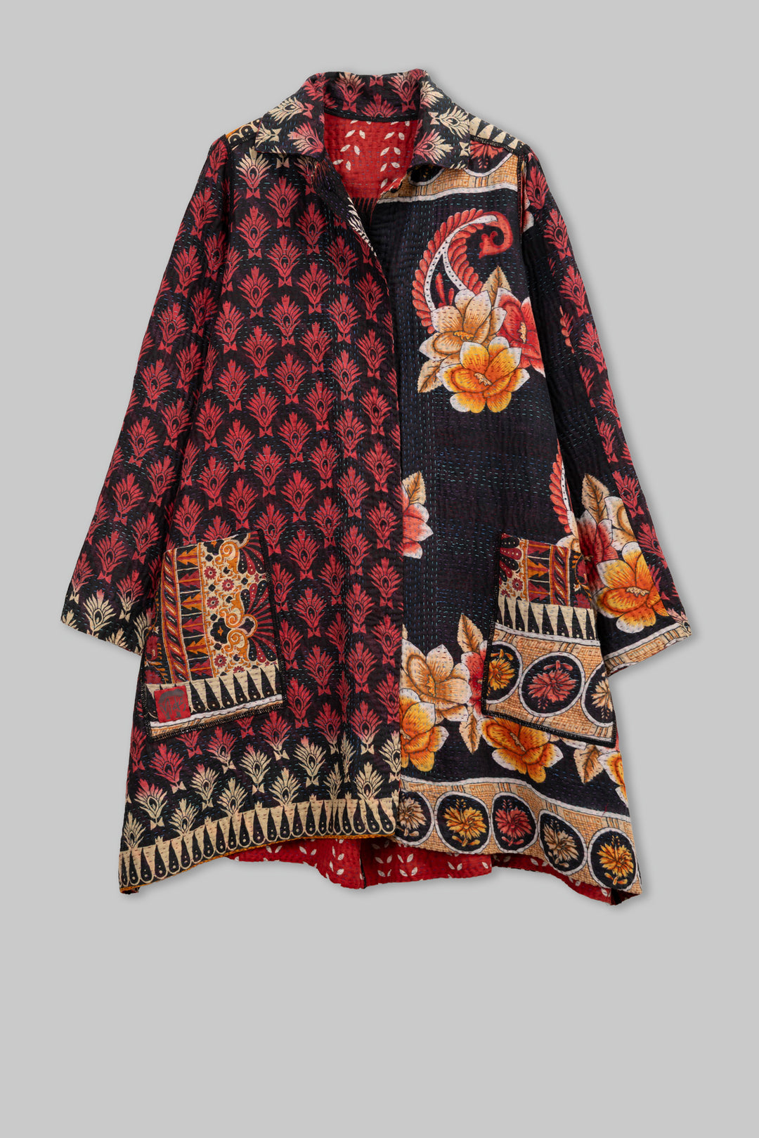 Vintage Cotton Kantha A-Line Duster