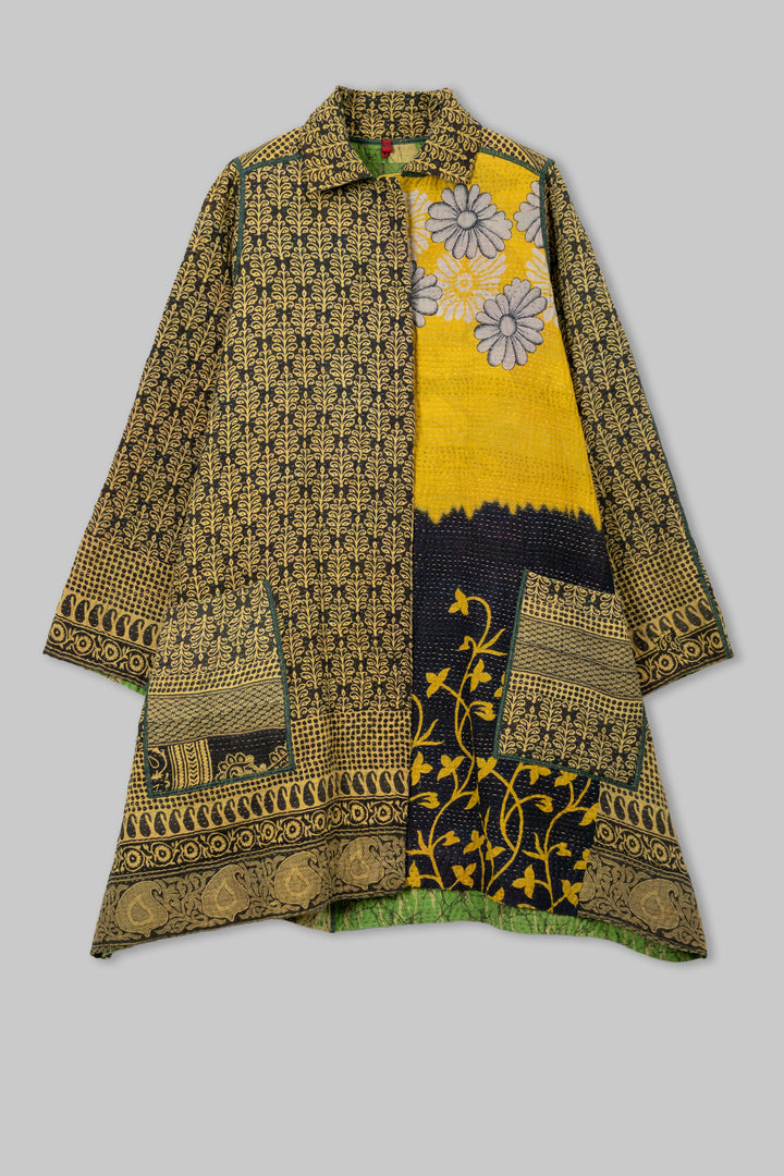 Vintage Cotton Kantha  A-Line Duster