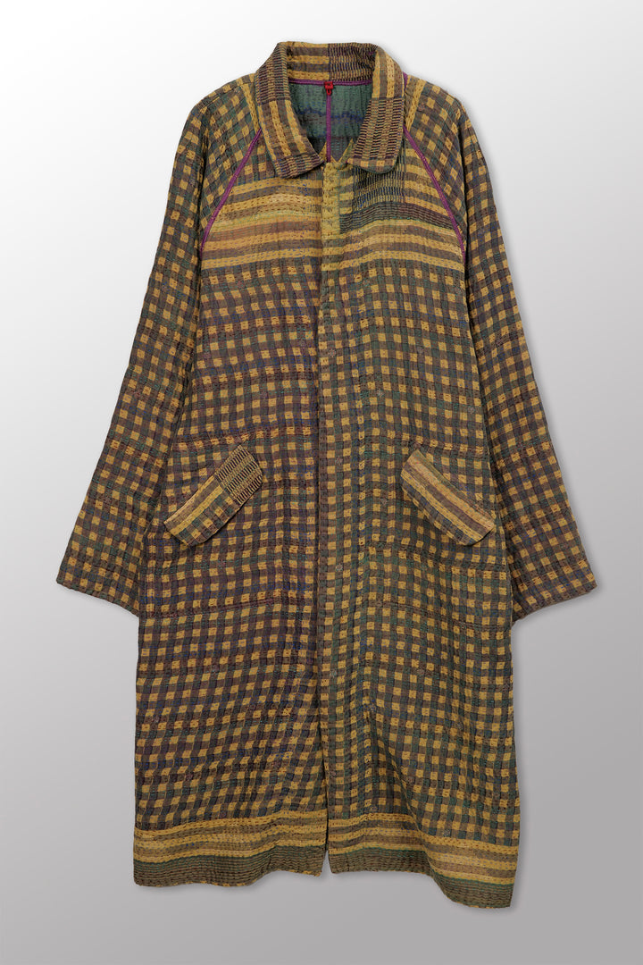 Vintage Cotton Kantha Raglan Sleeve Coat