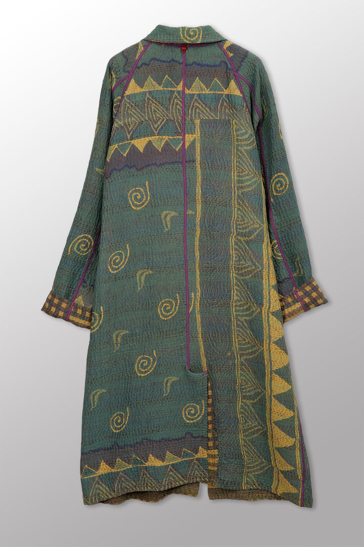 Vintage Cotton Kantha Raglan Sleeve Coat
