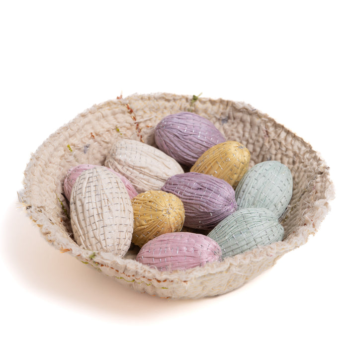 Pastel Yellow Easter Kantha Egg Ornament