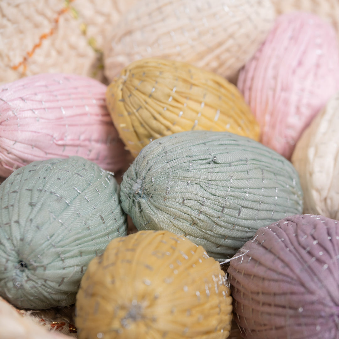 Pastel Ivory Easter Kantha Egg Ornament