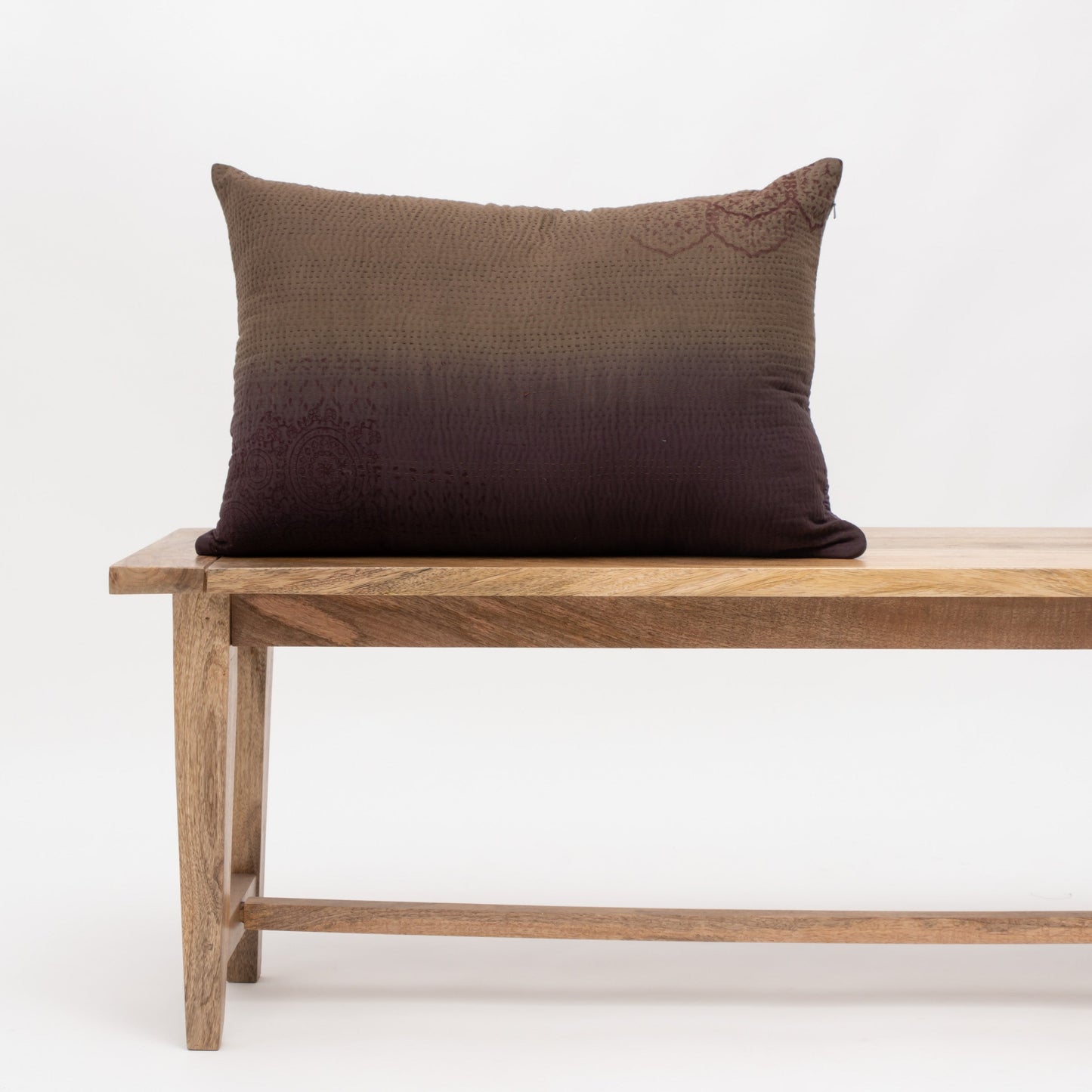 Cotton Ombre Handmade Vintage Kantha Pillow - Chocolate