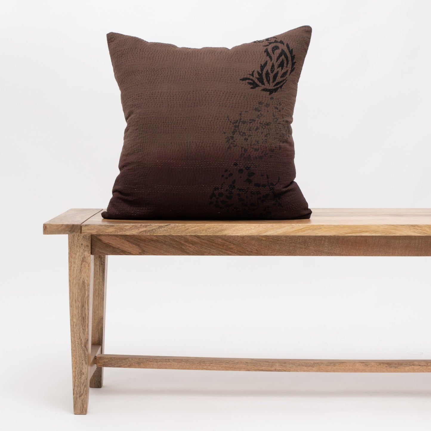 Cotton Ombre Handmade Vintage Kantha Pillow - Chocolate