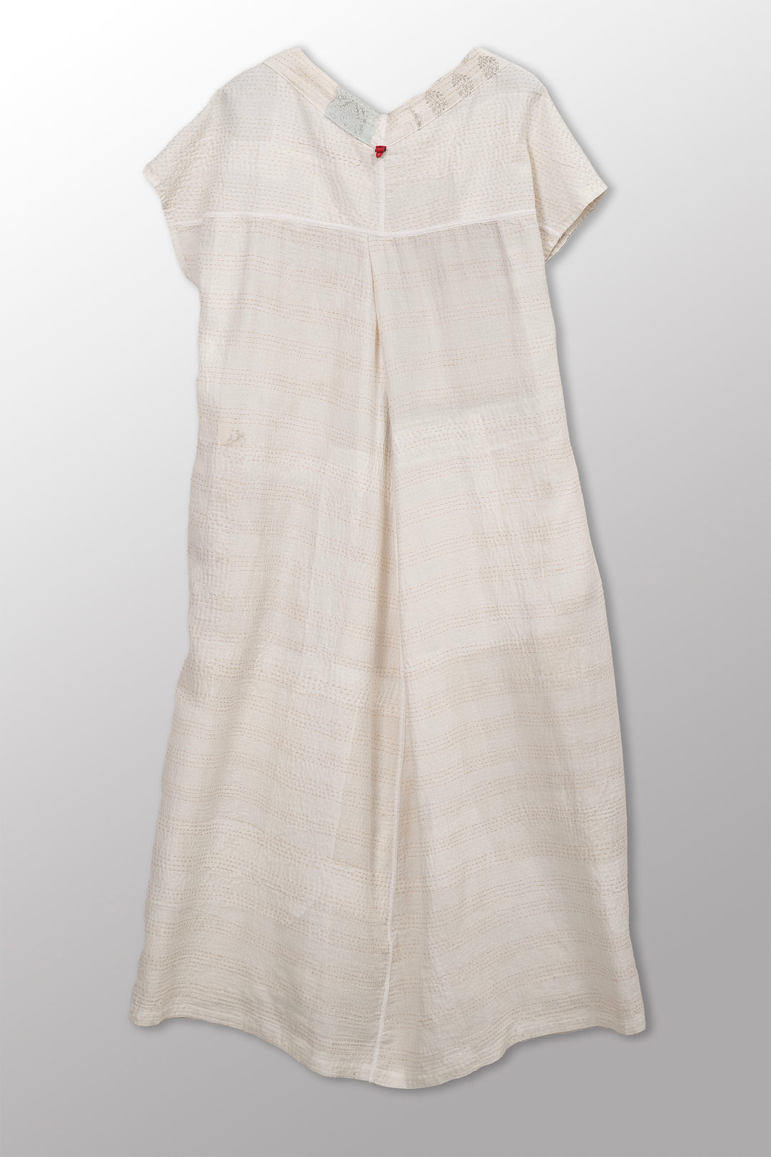 Frayed Patch Kantha V-Neck French SLV. Dress
