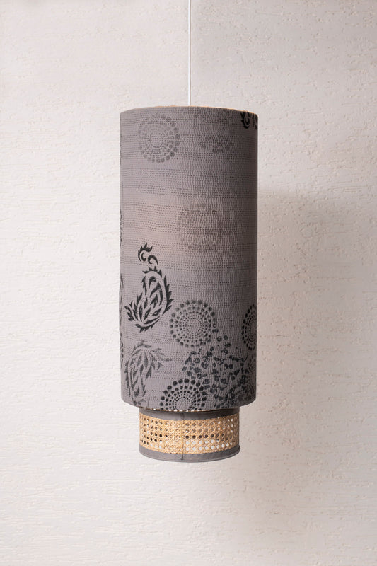 Ombre Kantha Hanging Lamp-Gray
