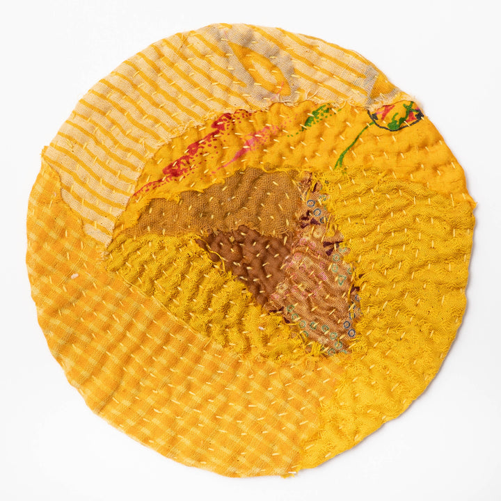 Printed Fray Golden Yellow Rose Coaster Set of 2