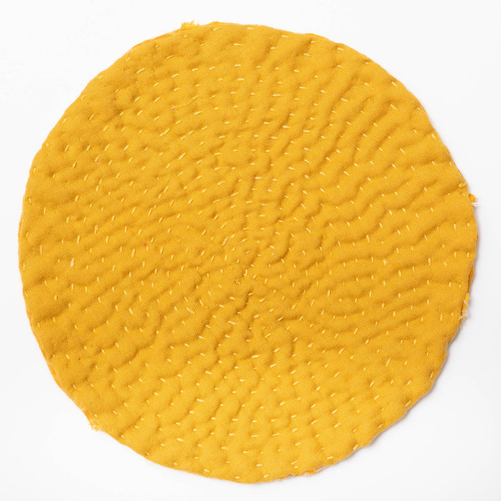 Printed Fray Golden Yellow Rose Coaster Set of 2