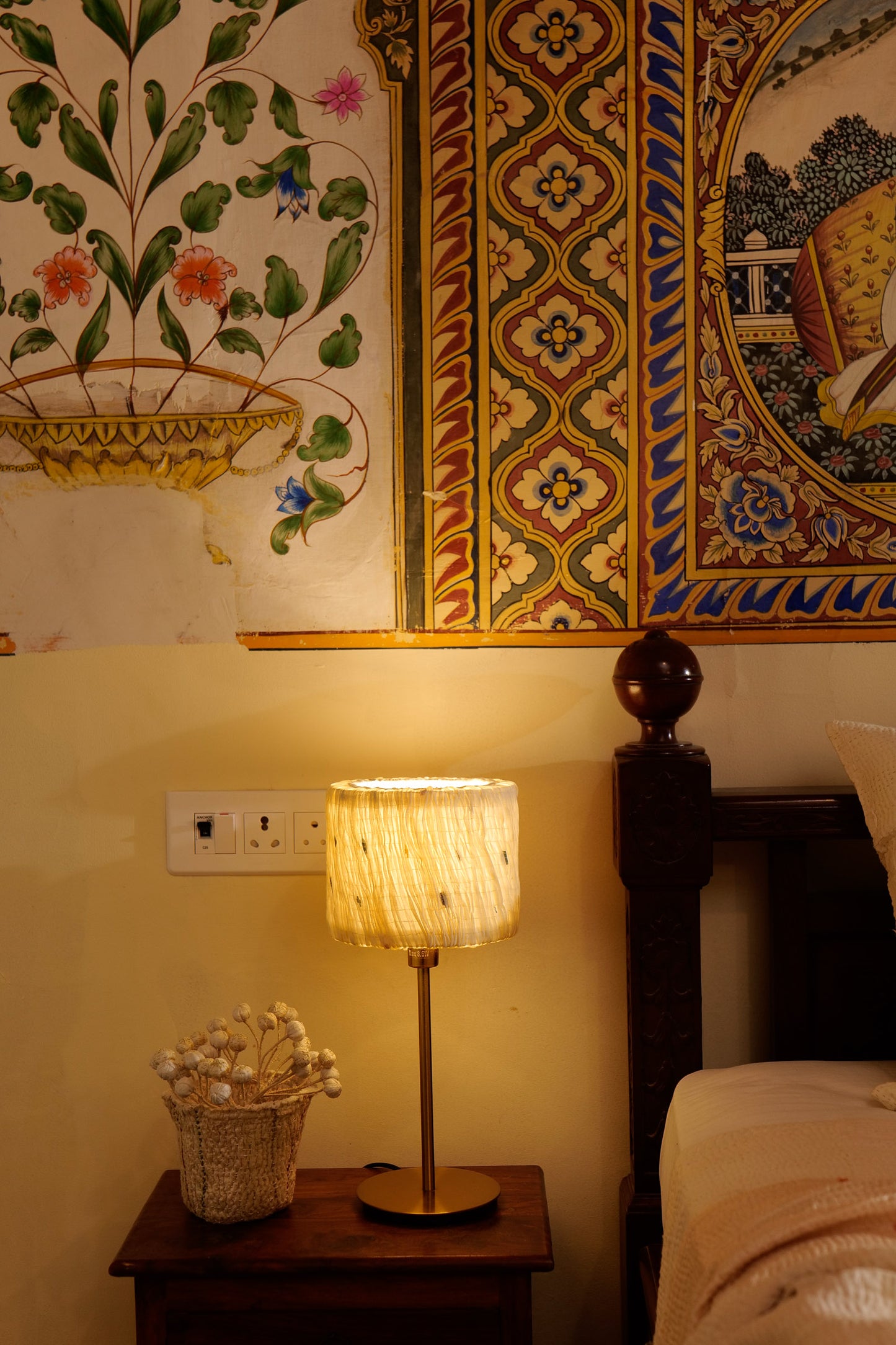 New Dawn Saree Pleated Ivory - Night Lampshade