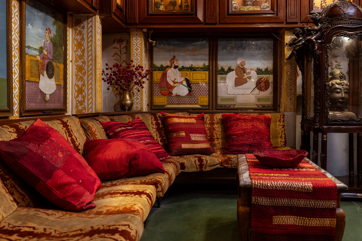 Saree Pleated Cushion - Red