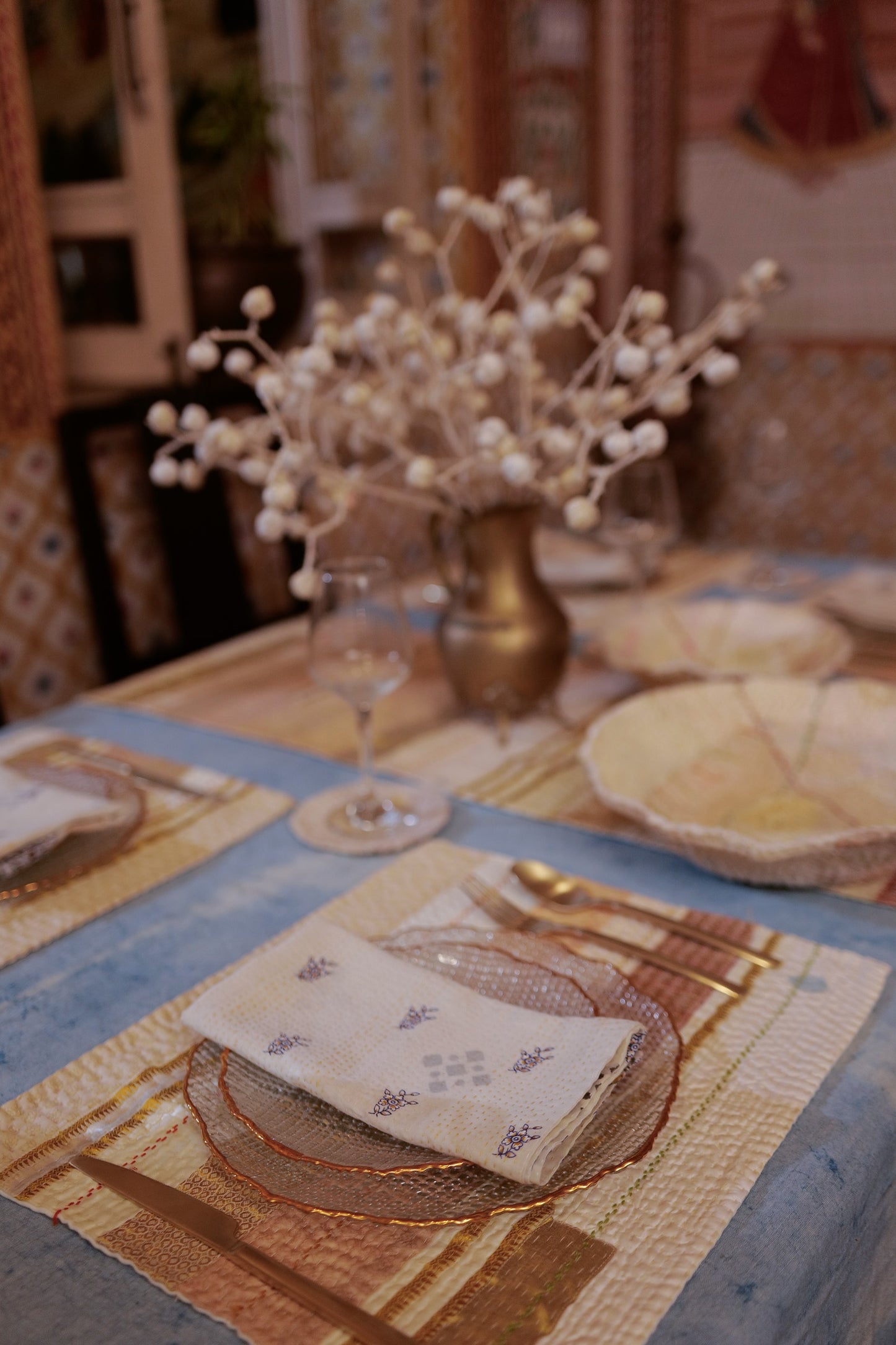 New Dawn Jewel Striped Placemats  (set of 2)  - Ivory