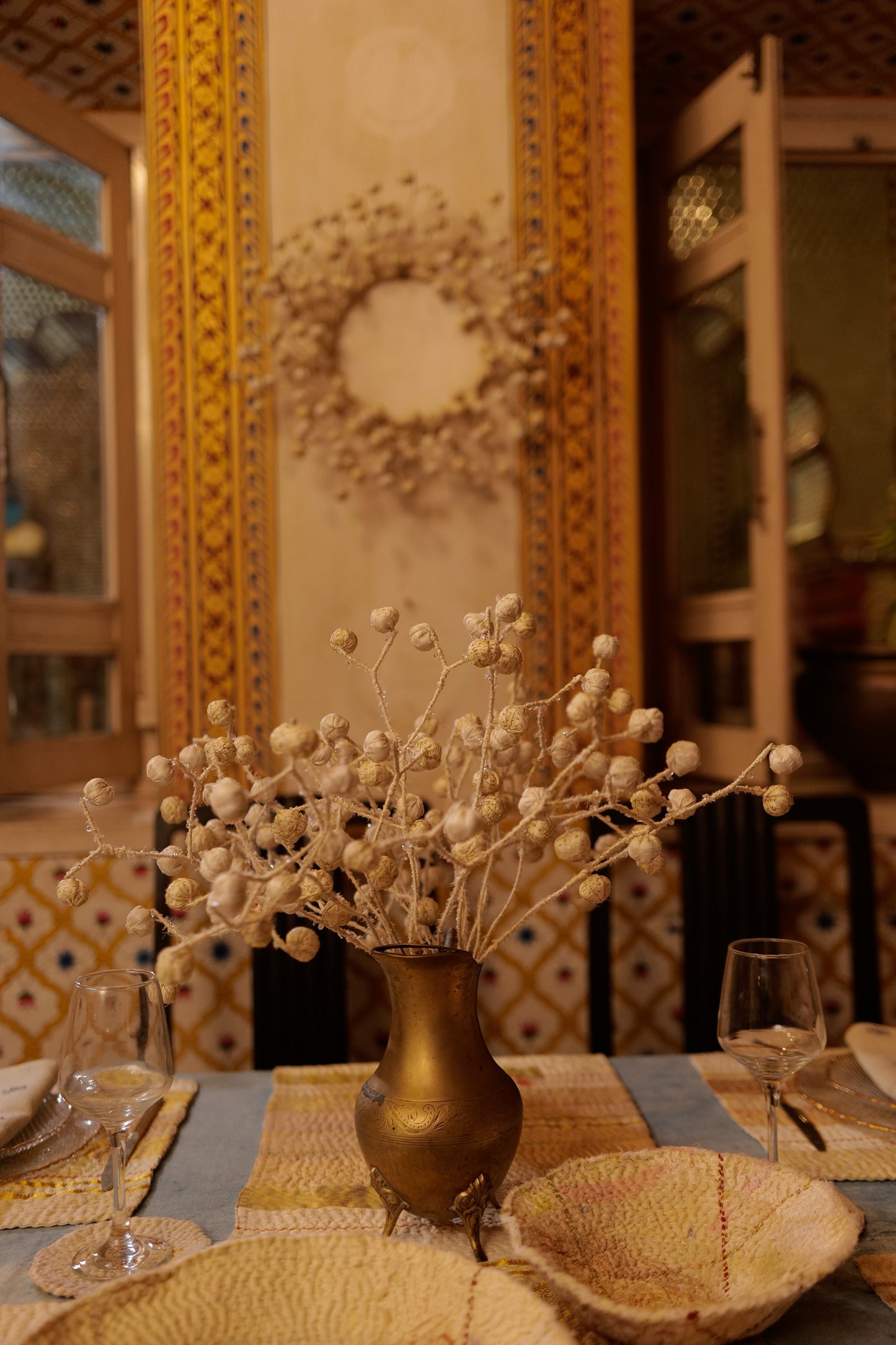 Ivory  Bouquet (metallic kantha)