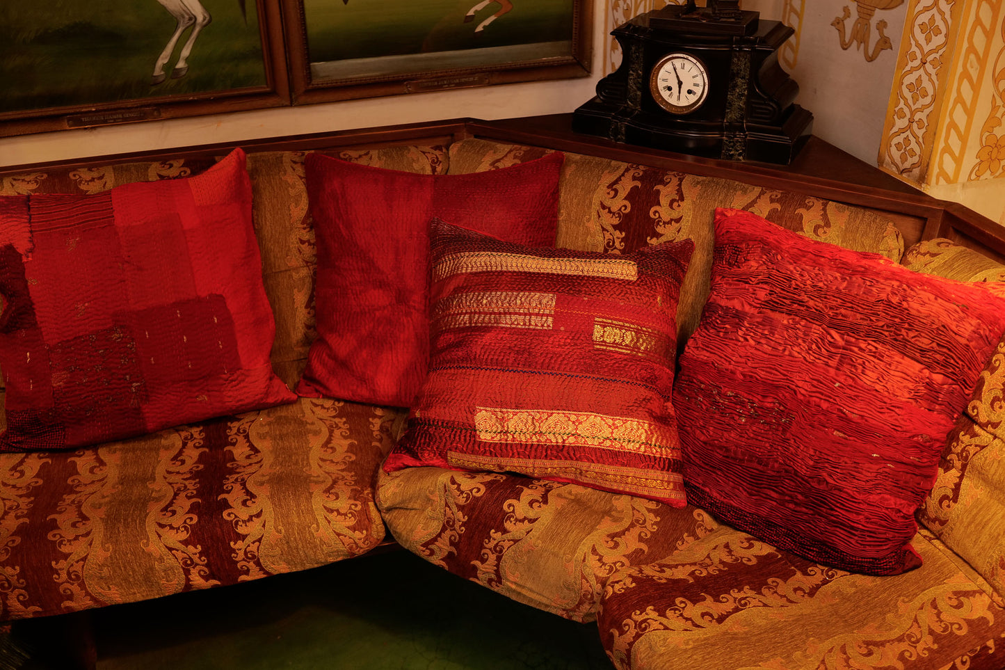 Red Jewel Striped Cushion
