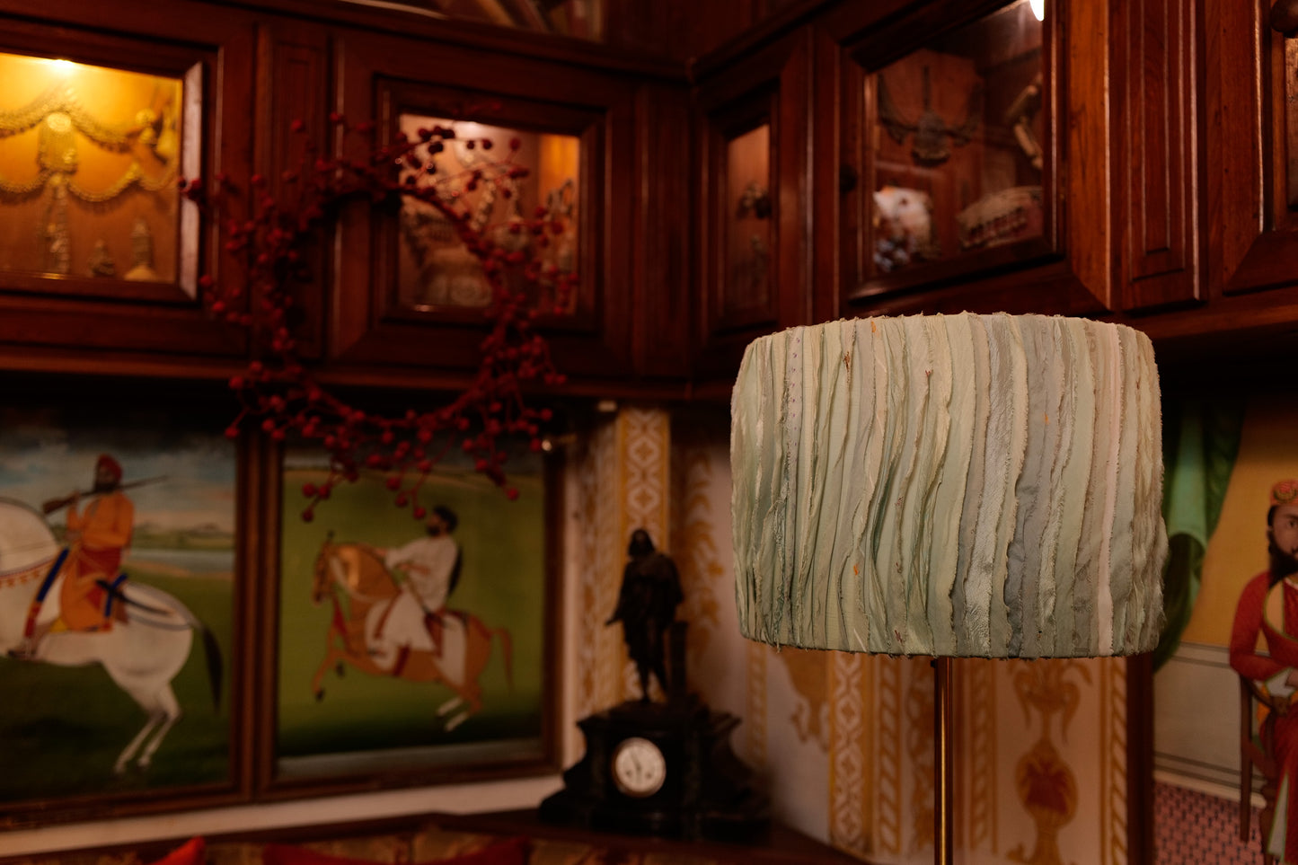 Sage Wavy Stripe Blue - Floor Lampshade